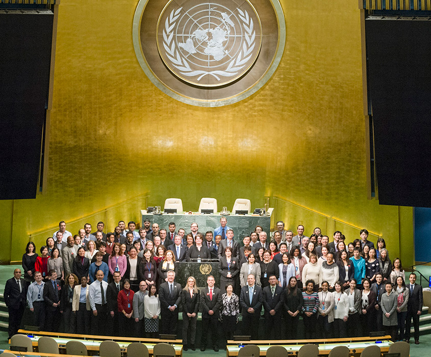Upon the successful completion of the 48th session of the UN Statistical Commission, UNSD staff gathered for a photo in the GA Hall to celebrate the 70th anniversary of the UN Statistics Division (formally UN Statistics Office) this year.